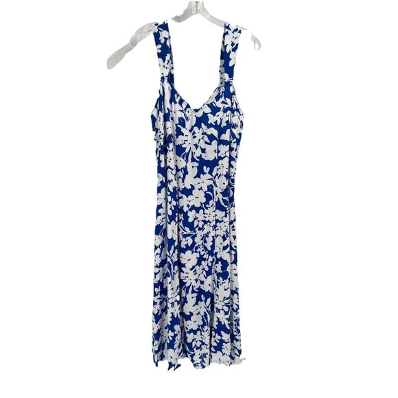 Loft Blue Floral Maxi Dress Resort Wear Tropical Sz 10 Vacation - Picture 1 of 5